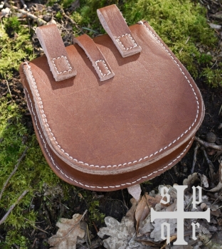 Preview: Tarsoly Tasche, Wikinger-Gürteltasche aus Leder  - braun